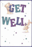 Illuminated by an aura of hope and kindness, this lively get well card showcases the spirit of Hampton in every detail. Front and centre, a joyful teddy bear and playful puppy balance together, their paws wrapped affectionately around the large, vividly coloured 'Get Well' letters. The bold indigos, teals, and purple shades of the text leap confidently from the soft cream background, matched by the sparkle of tiny stars that seem to scatter heartfelt wishes throughout the scene. Each animal's soft fur and expressive features evoke the soothing comfort of a gentle hug or a freshly delivered bouquet from a nearby Hampton florist. The composition radiates optimism, providing emotional salve to anyone on the mend near Bushy Park or the quiet residential streets of Hampton. This card brings more than just words-it offers the tactile warmth and cheerful optimism that help lift spirits in true local fashion. A perfect companion to fresh flowers, it's a heartfelt token of healing, designed to brighten every corner of the Hampton community.